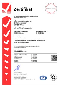 ISO 27001 Zertifikat